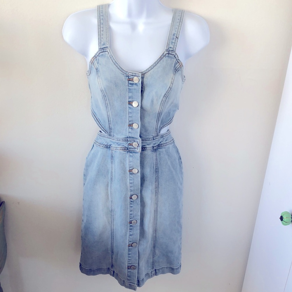 Blank NYC Wake Up Call Button Down Cutout Denim Dress Sz‎ XS - NWT - Picture 3 of 13